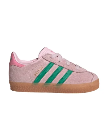 Pantofi sport Gazelle low-cut de piele intoarsa, Verde/Roz prafuit
