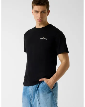 Tricou din bumbac cu broderie logo discreta, Negru
