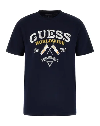 Tricou de bumbac cu imprimeu logo, Alb/Bleumarin