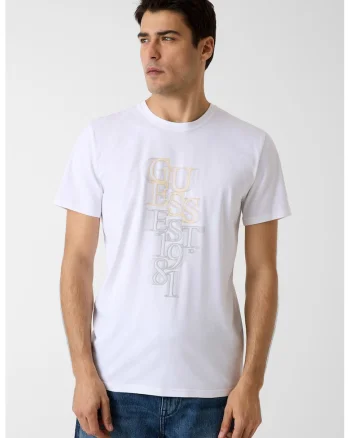 Tricou de bumbac cu logo, Galben/Alb optic