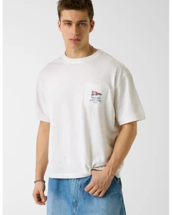 Tricou lejer din bumbac, Alb murdar