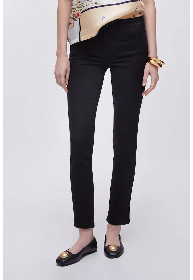 Pantaloni skinny cu talie medie, Negru