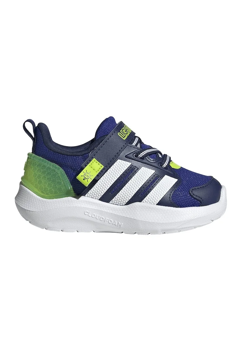 Pantofi sport Lightorama cu velcro si led-uri, Albastru royal/Verde electric/Alb optic