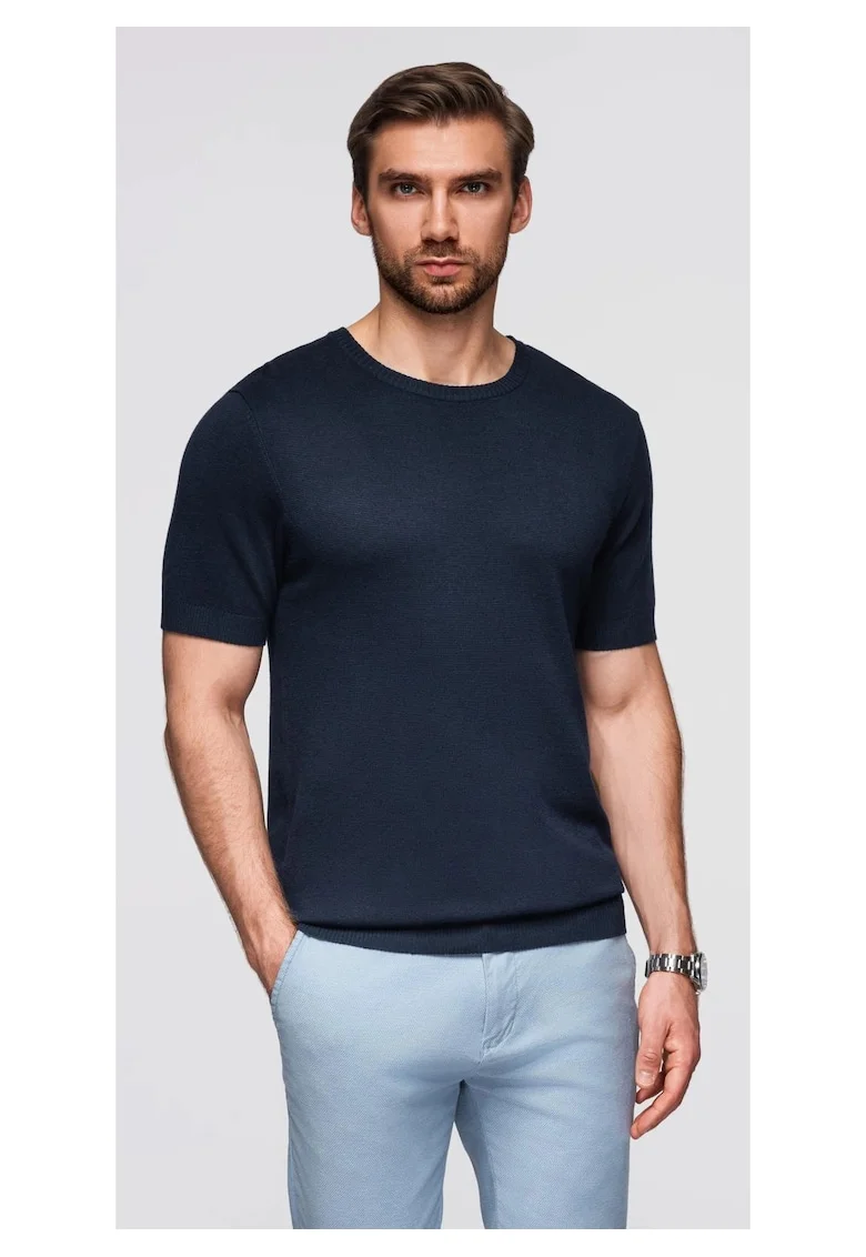 Tricou tricotat fin, Albastru inchis