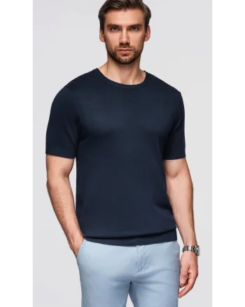 Tricou tricotat fin, Albastru inchis