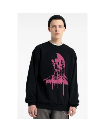 Bluza de trening cu imprimeu grafic, Negru