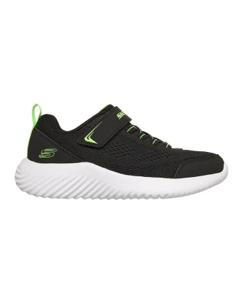 Pantofi sport Bouder-Quantarun din material textil cu velcro, Negru/Verde lime