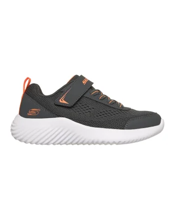 Pantofi sport Bouder-Quantarun din material textil cu velcro, Portocaliu deschis/Gri inchis