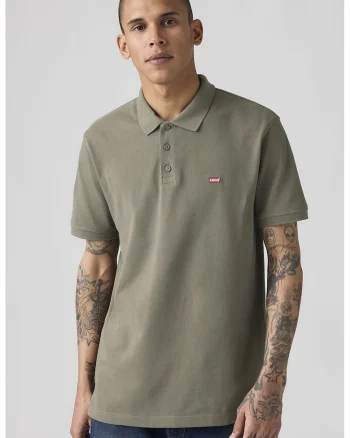 Tricou polo uni de bumbac, Kaki inchis