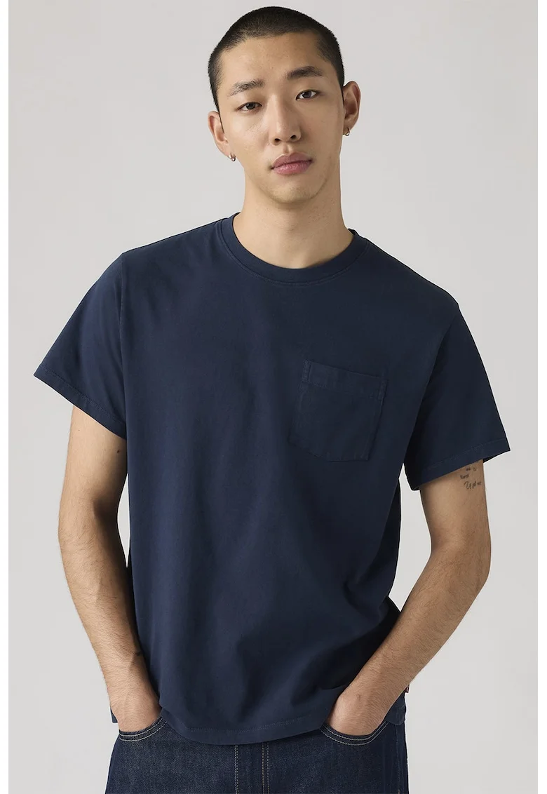 Tricou uni de bumbac, Bleumarin,