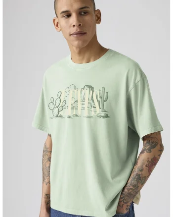 Tricou lejer din bumbac cu imprimeu, Verde pal