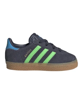 Pantofi sport Gazelle din piele intoarsa si piele, Albastru royal/Verde lime/Gri antracit