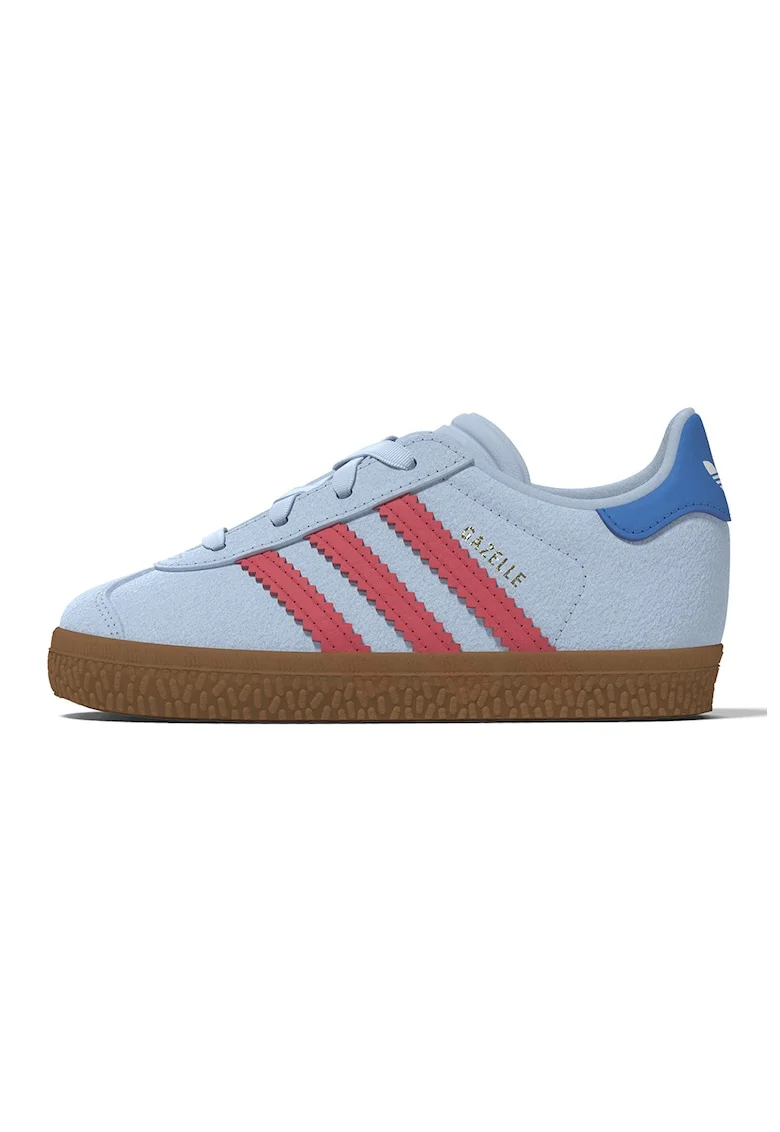 Pantofi sport Gazelle din piele intoarsa si piele, Albastru pastel/Coral/Albastru royal