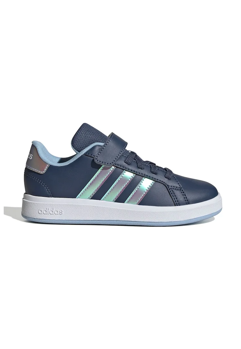 Pantofi sport din piele ecologica cu velcro Grand Court, Albastru petrol