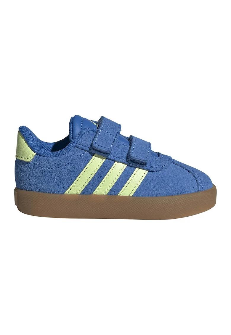 Pantofi sport Court 3.0 de piele intoarsa cu velcro, Albastru royal/Verde fistic