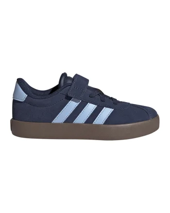 Pantofi sport VL Court 3.0 de piele intoarsa cu velcro, Albastru pastel/Bleumarin