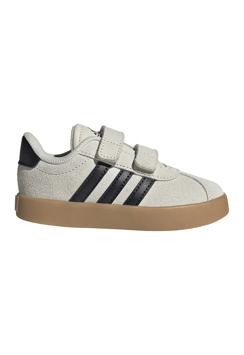 Pantofi sport Court 3.0 de piele intoarsa cu velcro, Gri deschis/Gri antracit