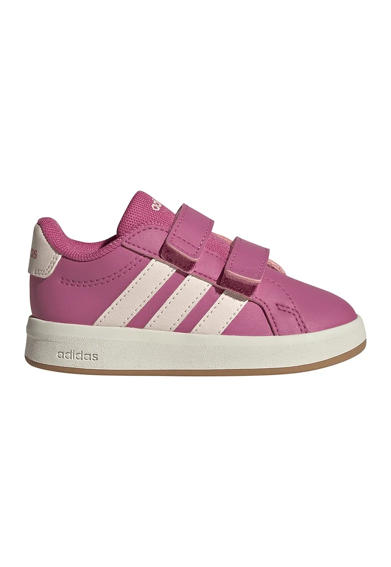 Pantofi sport Grand Court 3.0 de piele ecologica cu benzi velcro, Roz inchis/Alb murdar