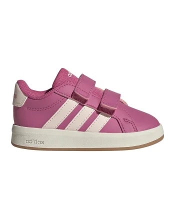 Pantofi sport Grand Court 3.0 de piele ecologica cu benzi velcro, Roz inchis/Alb murdar