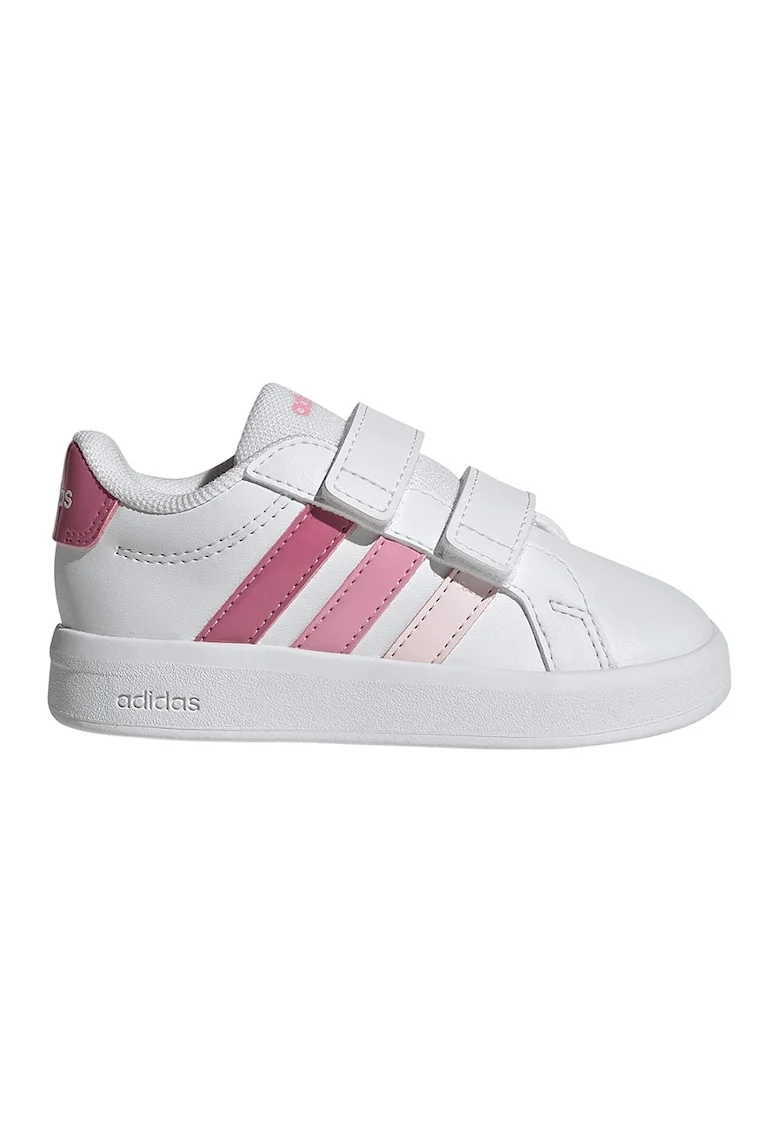 Pantofi sport Grand Court 3.0 de piele ecologica cu benzi velcro, Alb/Roz