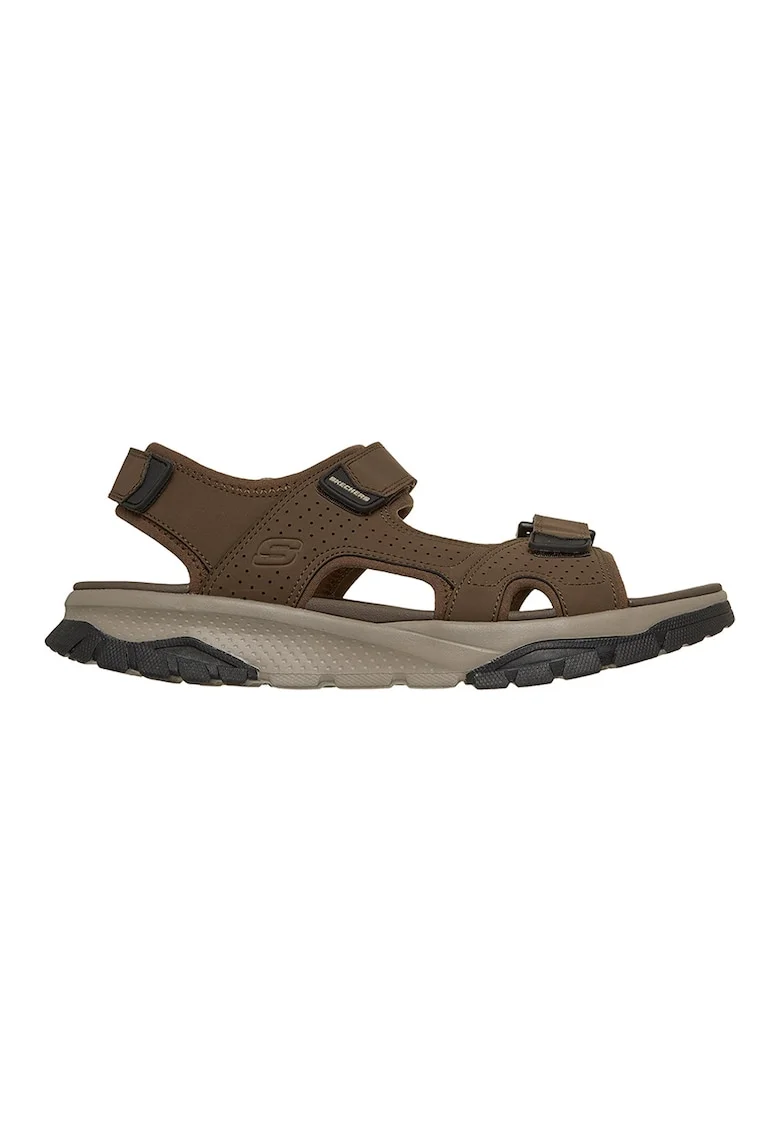 Sandale din piele ecologica cu inchidere velcro Wagner Avalon, Maro