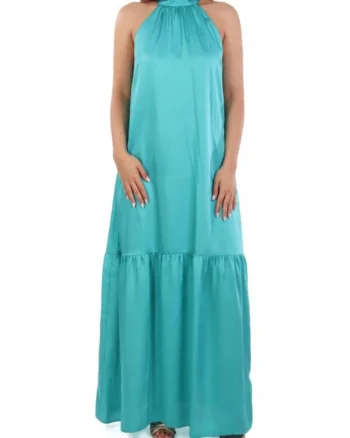 Rochie lejera cu decolteu halter, Turcoaz