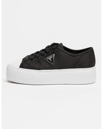 Tenisi low-cut din bumbac cu talpa flatform, Negru