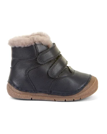 Botine din piele cu captuseala din blana sintetica, Albastru ultramarin
