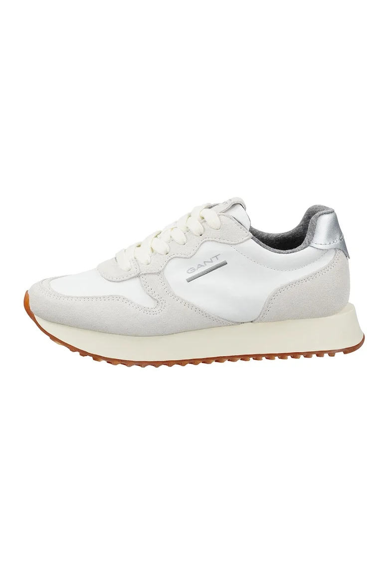 Pantofi sport din piele si piele intoarsa Bevinda, Gri deschis/Alb murdar/Argintiu