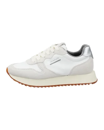 Pantofi sport din piele si piele intoarsa Bevinda, Gri deschis/Alb murdar/Argintiu