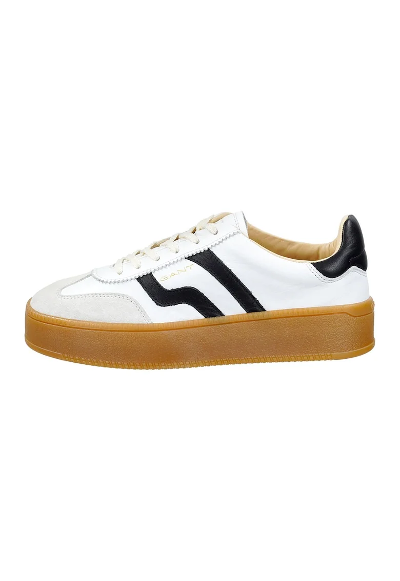 Pantofi sport din piele cu garnituri din piele intoarsa Cuzmani, Alb/Negru/Gri deschis