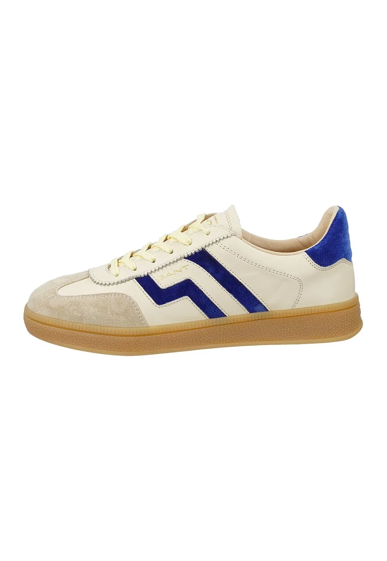 Pantofi sport low-cut cu garnituri din piele intoarsa Cuzima, Albastru royal/Crem