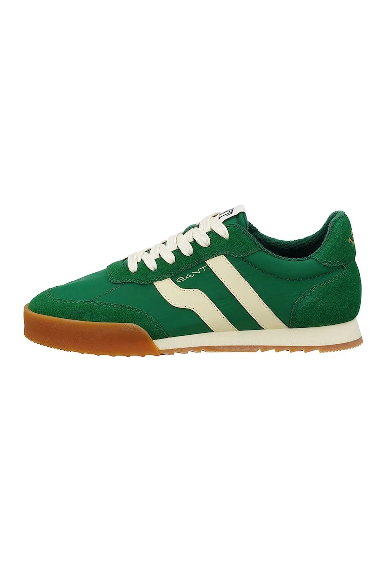 Pantofi sport din piele intoarsa cu garnituri din material textil Baylle, Verde inchis