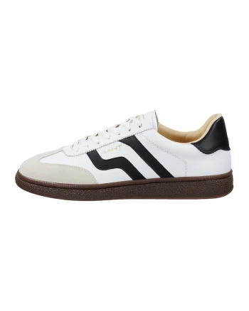 Pantofi sport din piele si piele intoarsa Cuzmo, Alb/Negru/Negru stins