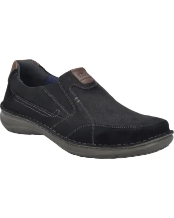 bărbați,  New Anvers 01, piele naturală, negru, Negru
