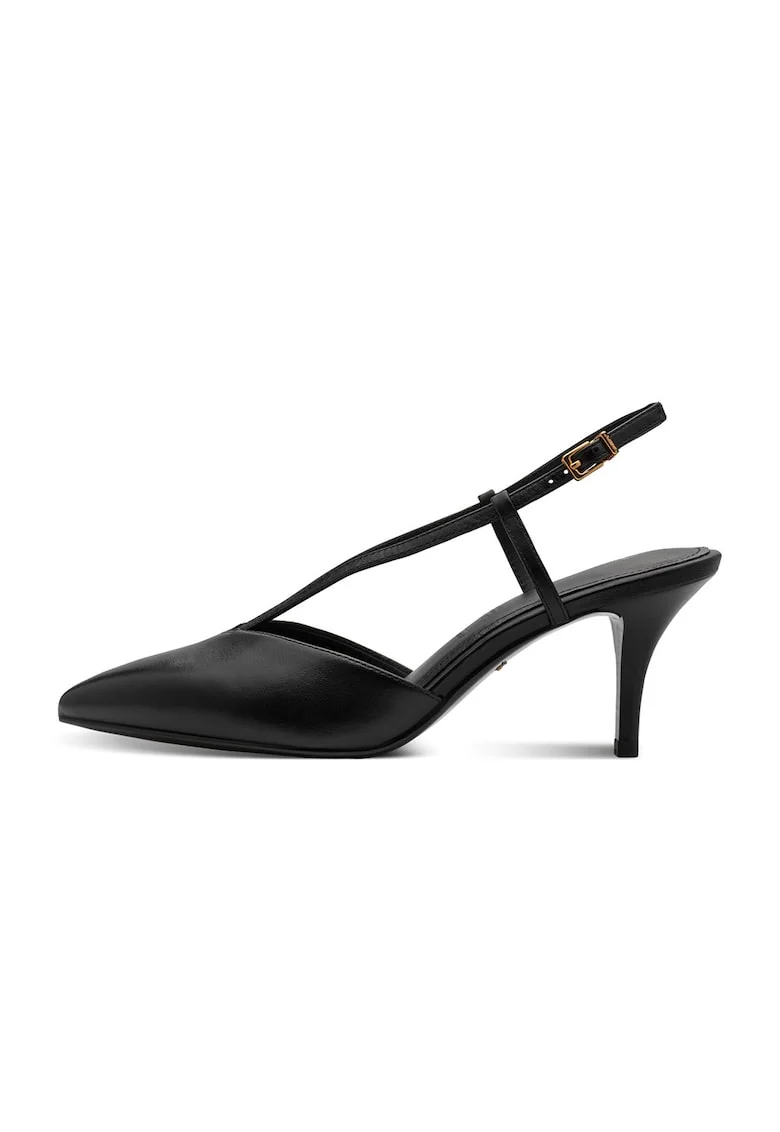 Pantofi stiletto de piele cu varf ascutit, Negru