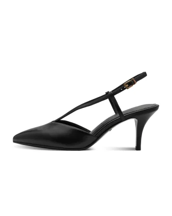 Pantofi stiletto de piele cu varf ascutit, Negru