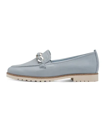 Pantofi loafer din piele cu bareta cu aspect impletit, Albastru deschis
