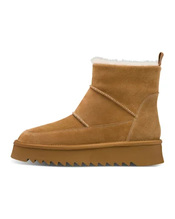 Ghete de piele intoarsa cu fermoar, Caramel