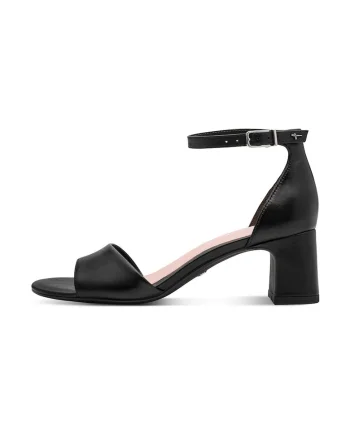 Sandale de piele cu bareta pe glezna, Negru