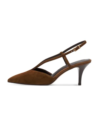 Pantofi stiletto de piele cu varf ascutit, Maro inchis/Caramel