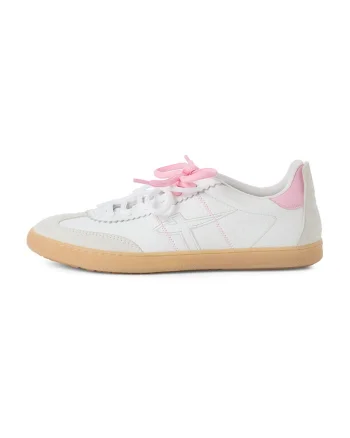 Pantofi sport low-cut de piele, Gri deschis/Alb murdar/Roz