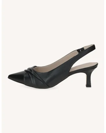 Pantofi slingback din piele cu varf ascutit, Negru