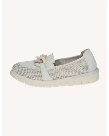 Pantofi loafer din piele intoarsa cu garnituri din piele ecologica, Alb murdar/Bej deschis