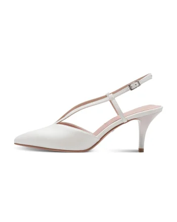 Pantofi stiletto de piele cu varf ascutit, Alb