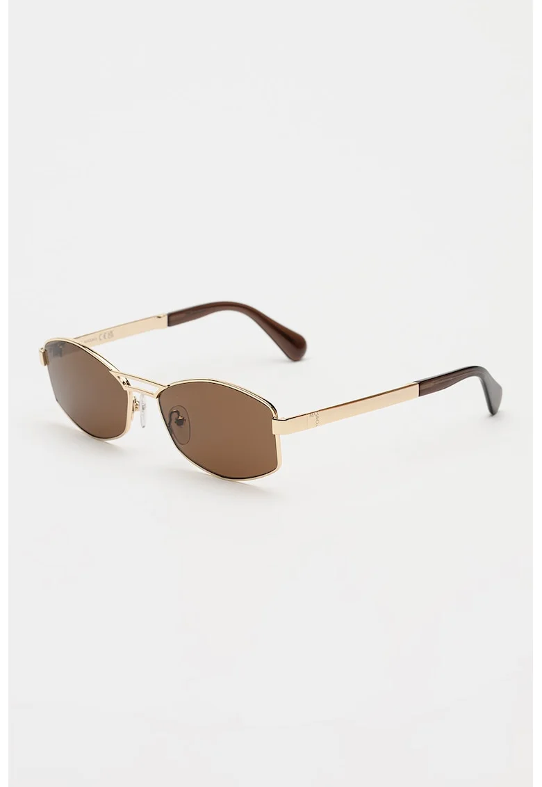 Ochelari de soare ovali cu rame metalice, Auriu