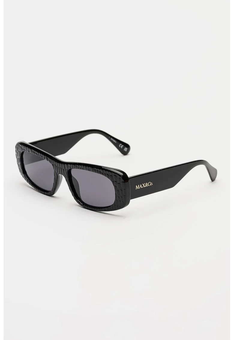 Ochelari de soare ovali cu rame texturate, Negru
