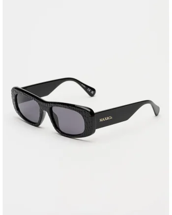 Ochelari de soare ovali cu rame texturate, Negru