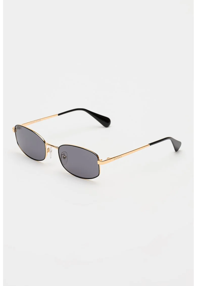 Ochelari de soare ovali cu rame metalice, Auriu/Negru