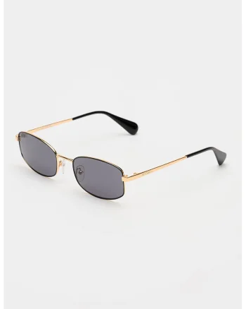 Ochelari de soare ovali cu rame metalice, Auriu/Negru